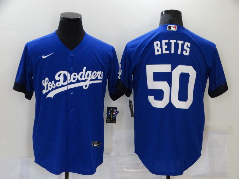 Men Los Angeles Dodgers #50 Betts Blue City Edition Game Nike 2021 MLB Jerseys
